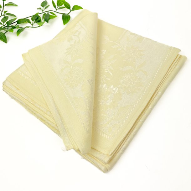 Smuk gul vintage damaskdug � 120 x 120 cm