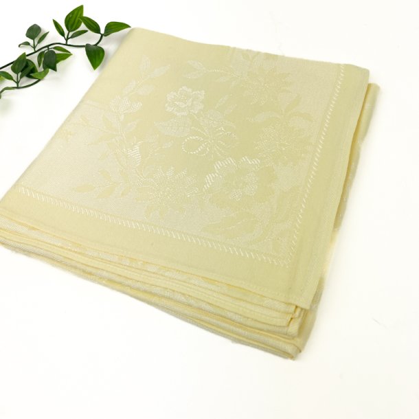 Smuk gul vintage damaskdug � 120 x 120 cm