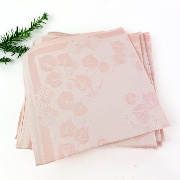 Tolv rosa vintage damaskmundservietter