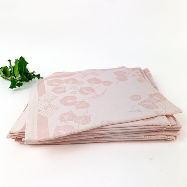 Tolv rosa vintage damaskmundservietter