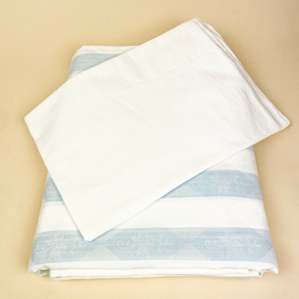 Bl�stribet vintage damask senget�j