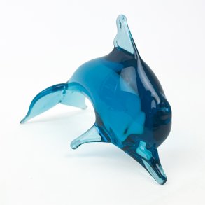 Bl� vintage kunstglas delfin