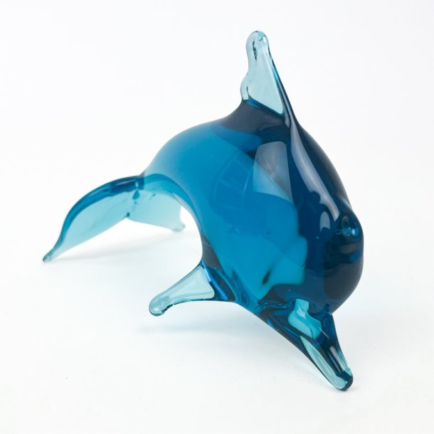 Bl� vintage kunstglas delfin