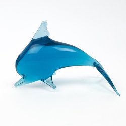 Bl� vintage kunstglas delfin