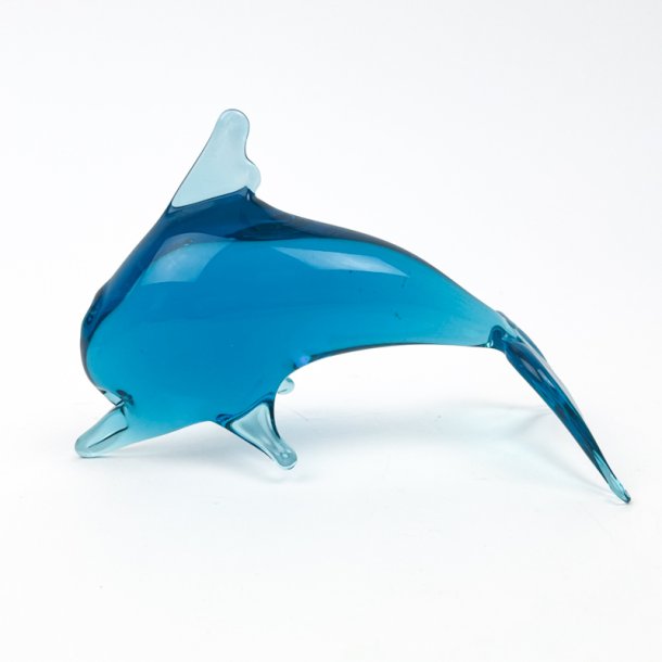 Bl� vintage kunstglas delfin