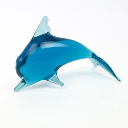 Bl� vintage kunstglas delfin