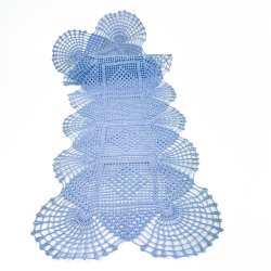 Hellblaue gehkelte Tischluferin  90 cm