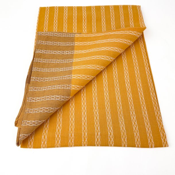 Retro-Tischdecke in Currygelb mit Streifen  160 cm