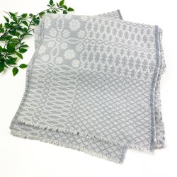 Graue krftig gewebte Retro-Tischdecke  220 cm