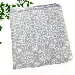 Graue krftig gewebte Retro-Tischdecke  220 cm