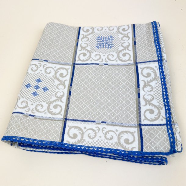 Broderet bl� vintage dug 100x100 cm