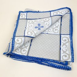 Broderet bl� vintage dug 100x100 cm