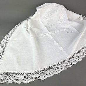 Hvid vintage dug med kniplinger � 100 x 100 cm