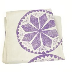 Lilla vintage dug med linoleumstryk 110x110 cm
