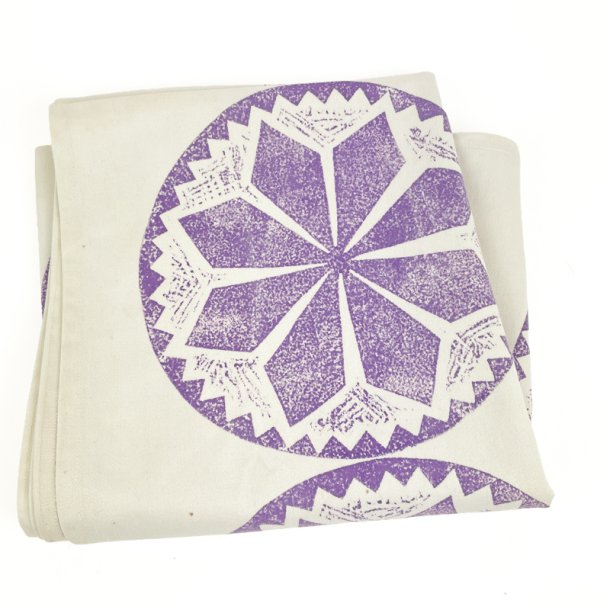 Lilla vintage dug med linoleumstryk 110x110 cm