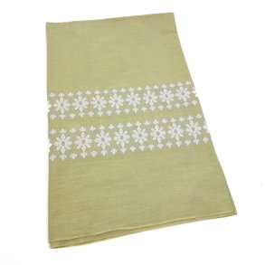 Flot gr�n retro dug med blomster � 160 cm