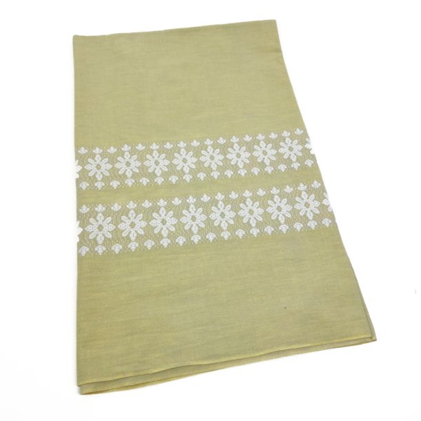 Flot gr�n retro dug med blomster � 160 cm