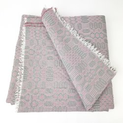 Schwere Vintage Tischdecke in Rosa und Grau  210 cm