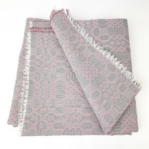 Schwere Vintage Tischdecke in Rosa und Grau  210 cm