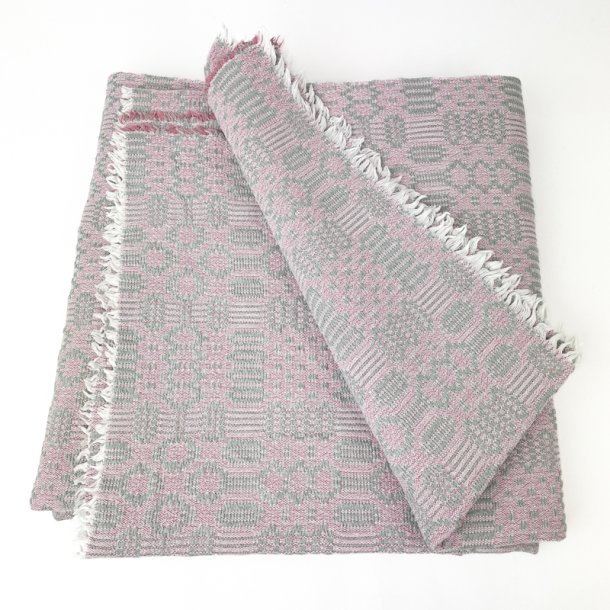 Schwere Vintage Tischdecke in Rosa und Grau  210 cm