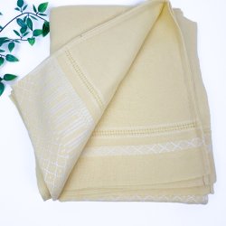 Smuk gul retro dug med v�vet bort � 210 cm