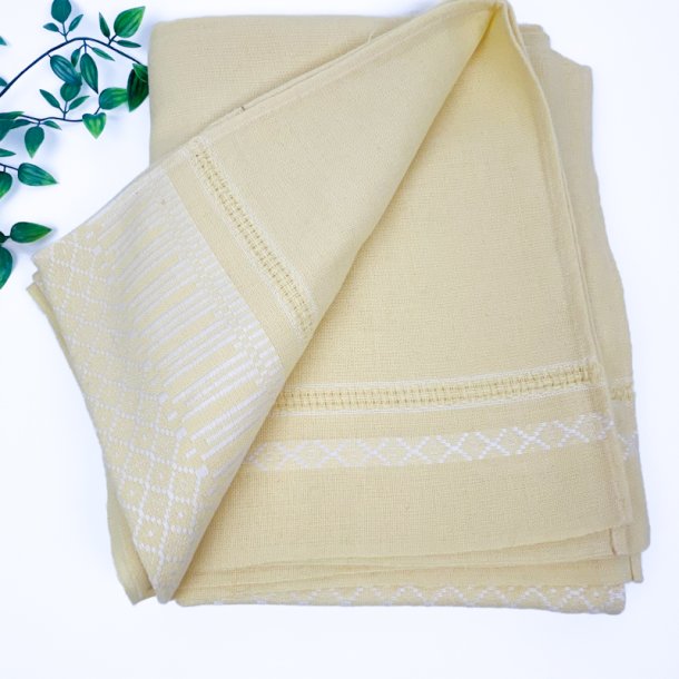 Smuk gul retro dug med v�vet bort � 210 cm