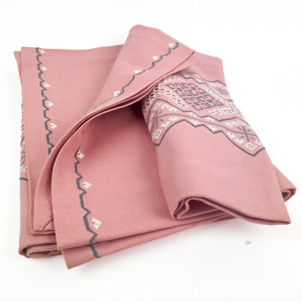 Broderet rosa vintage dug 220 cm