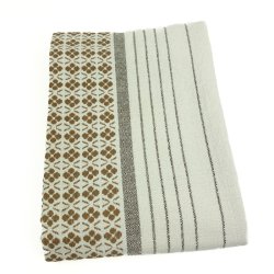 Smuk creme retro dug med grafisk m�nster � 240 cm