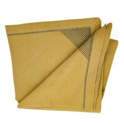 Flot gul retro dug med broderi � 110 cm