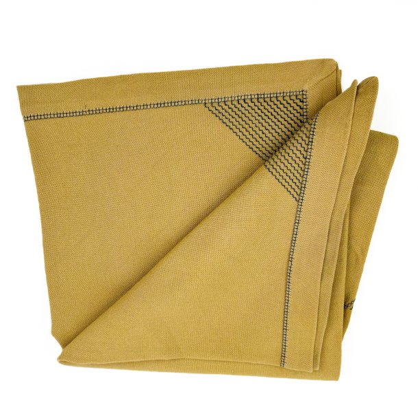 Flot gul retro dug med broderi � 110 cm