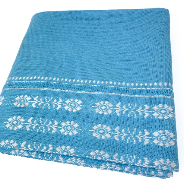 Trkise Retro-Tischdecke mit Bordrenmuster  300 cm