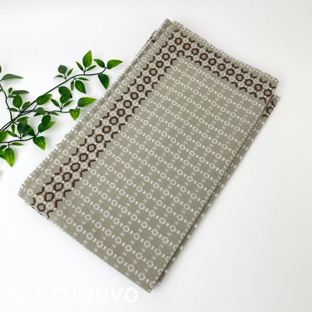 Beige retro dug med broderibort  70 cm