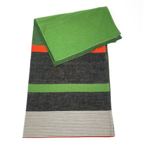 Retro Kaffeetischdecke in Orange, Grn und Grau  150 cm