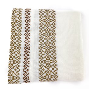 Weie Retro Tischdecke mit Muster  185 cm