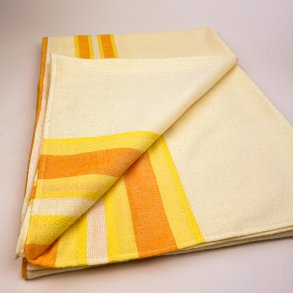 Strygefri gul retro dug med striber � 240 cm