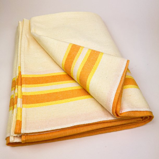 Strygefri gul retro dug med striber � 240 cm