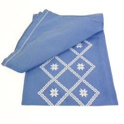 Bl� retro dug med broderi � 160 cm
