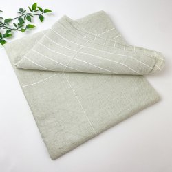 Naturfarbene Retro-Tischdecke mit weien Streifen  130 cm