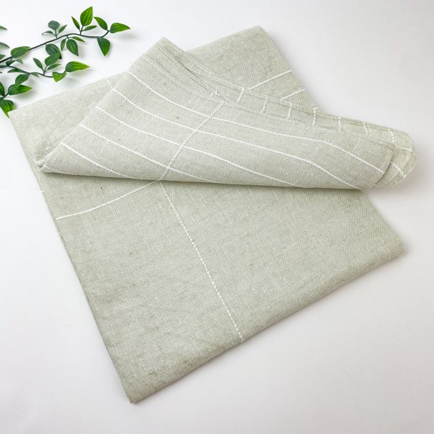 Naturfarbene Retro-Tischdecke mit weien Streifen  130 cm