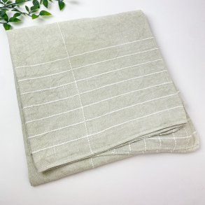 Naturfarbene Retro-Tischdecke mit weien Streifen  130 cm