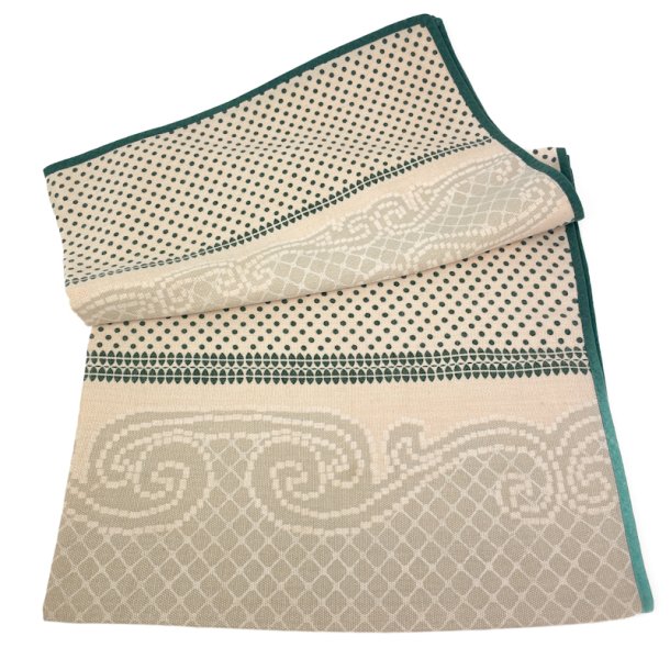 Retro Tischdecke mit Punkten und Bordre  140 cm