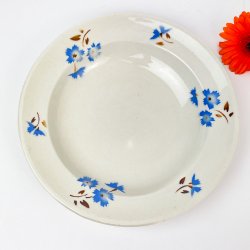 Retro Suppenteller mit blauen Blumen