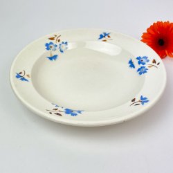 Retro Suppenteller mit blauen Blumen