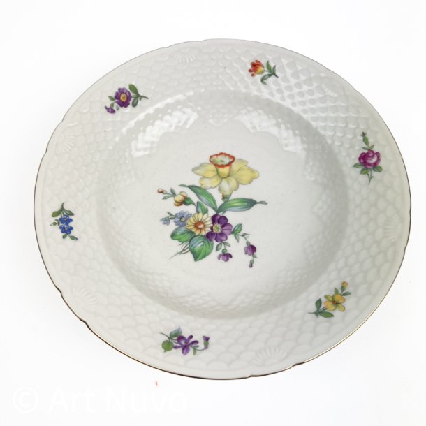 B&G Saksisk Blomst Creme dyb tallerken