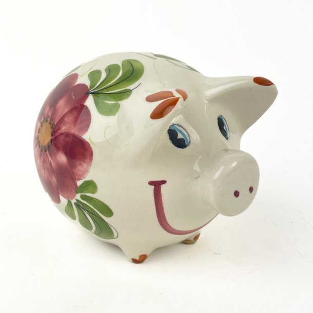 Vintage sparegris med blomstermotiv