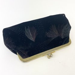 Schwarze Vintage-Samt-Kosmetiktasche