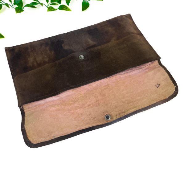 Vintage clutch i ruskind