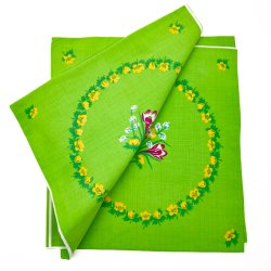 Frisk gr�n retro dug med erantis � 120 x 120 cm