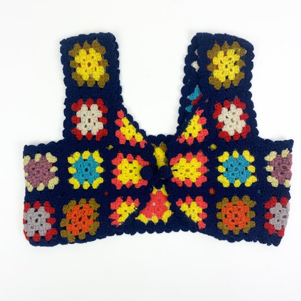  Farverig vintage h�klet vest