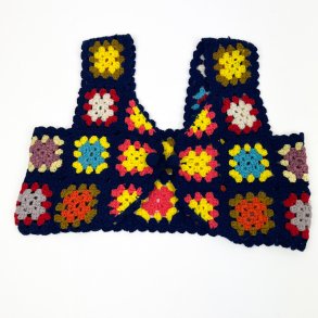  Farverig vintage h�klet vest